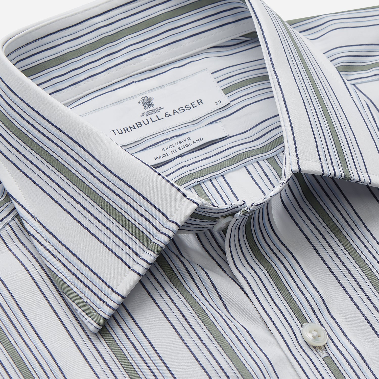 View 2 of product Green Multi Stripe Regular Fit Shirt with T&A Collar & 3 Button Cuffs