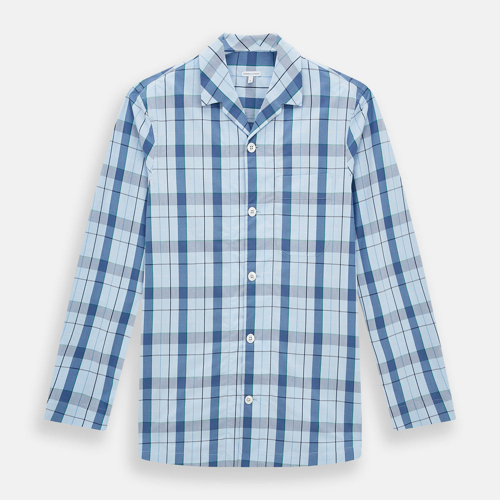 Blue Multi Check Pyjama Shirt