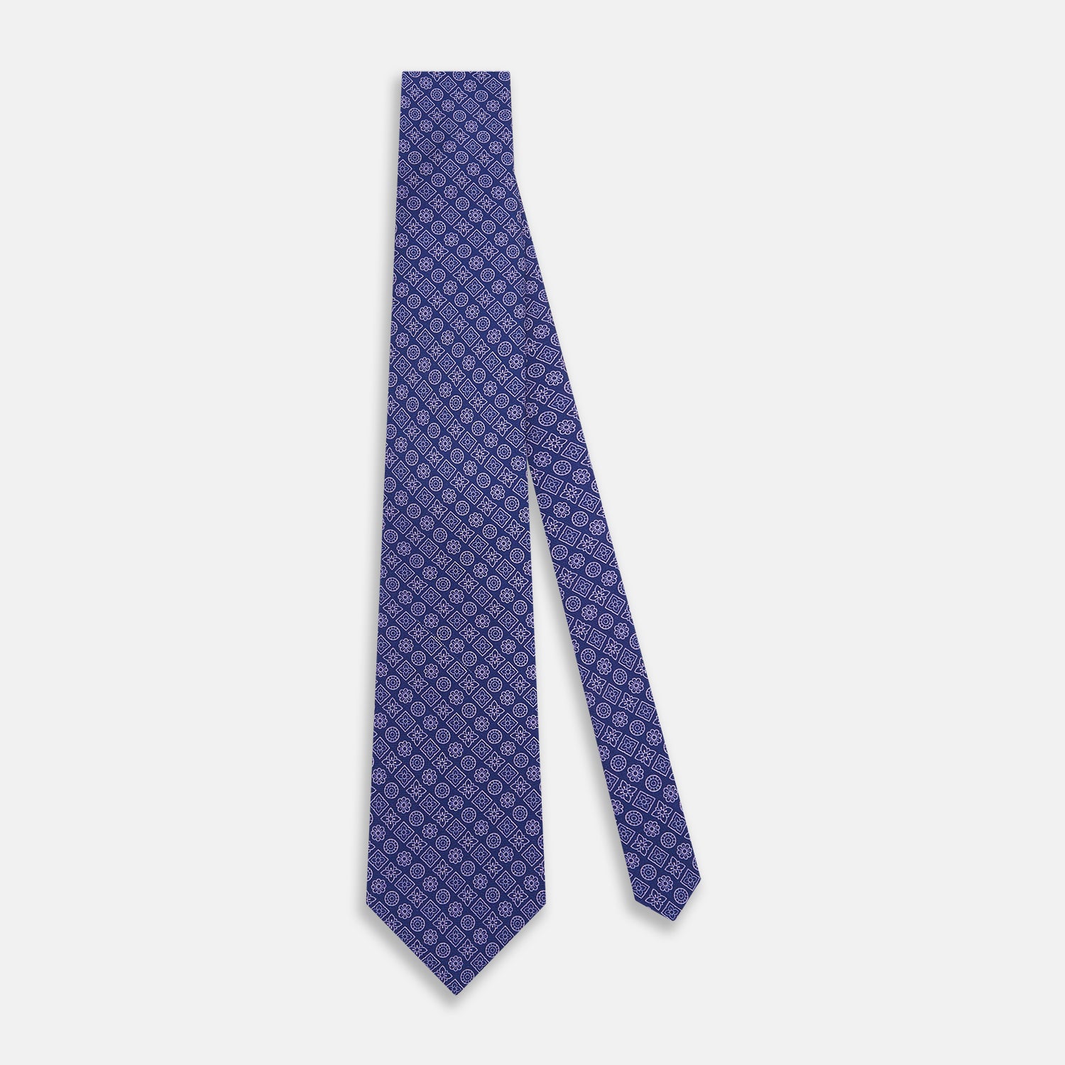 View 2 of product Azzurro Floral Tile Pattern Printed Silk Tie