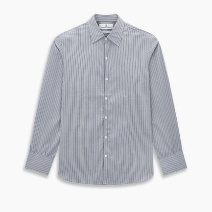 Grey Ticking Stripe Westminster Shirt Image 8