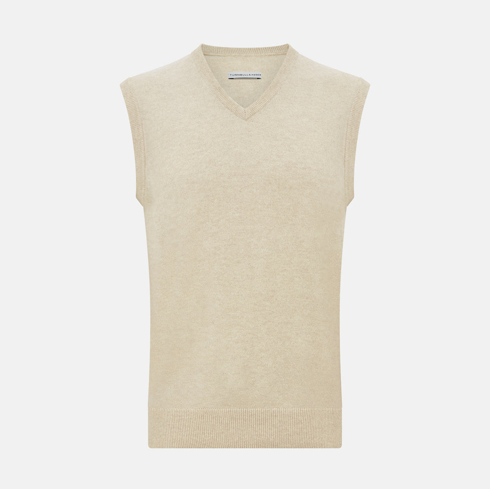 Cream Cashmere V-neck Vest