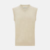 Cream Cashmere V-neck Vest