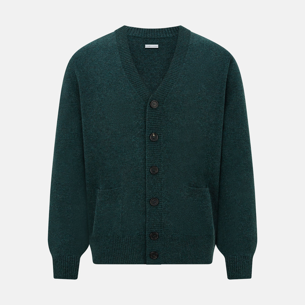 Green Melange Cashmere Cardigan