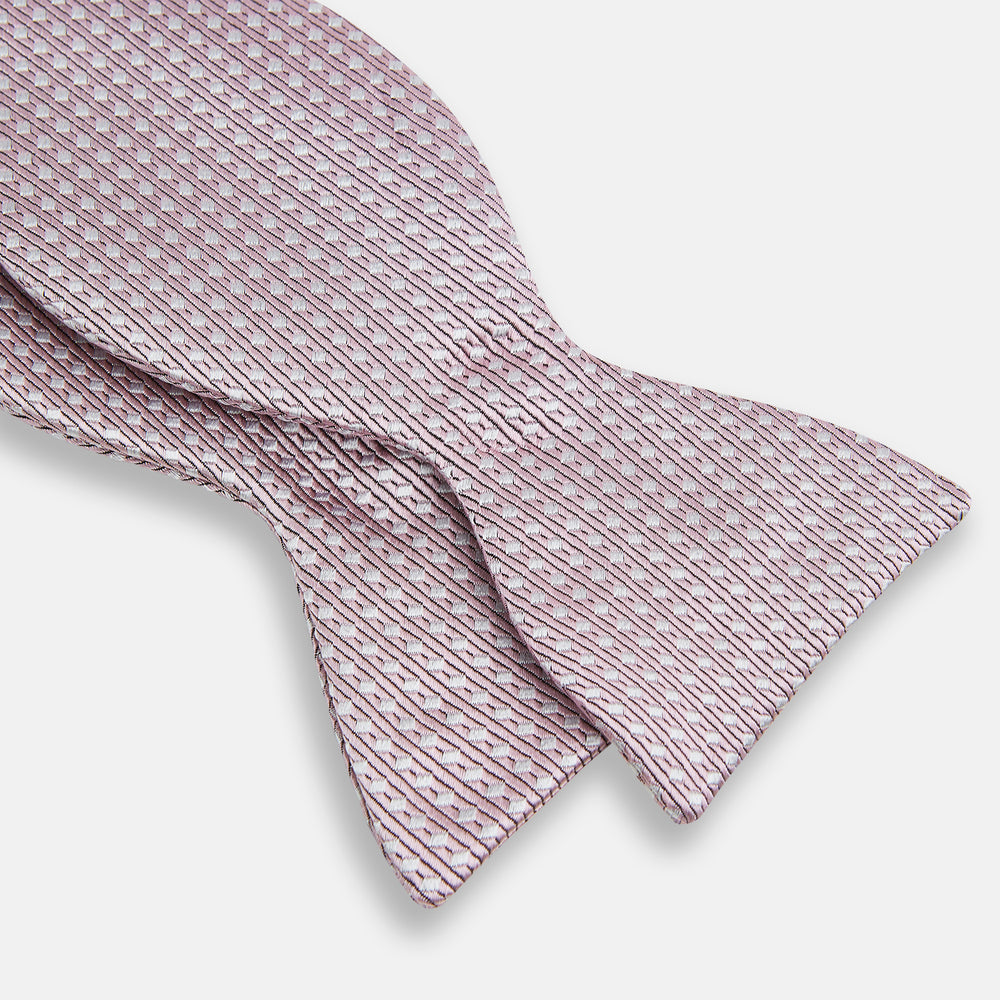 Pale Pink and White Square Silk Bow Tie