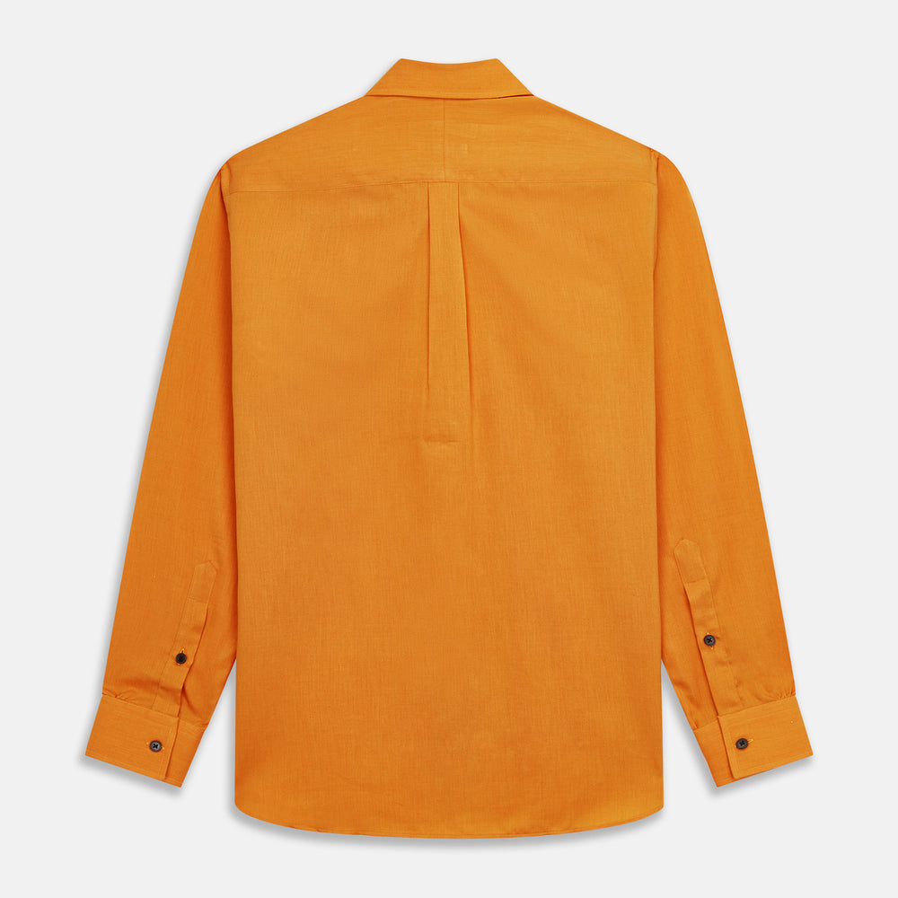 Orange Weekend Fit Cotton & Wool Shirt with Derby Collar and 1 Button Cuffs