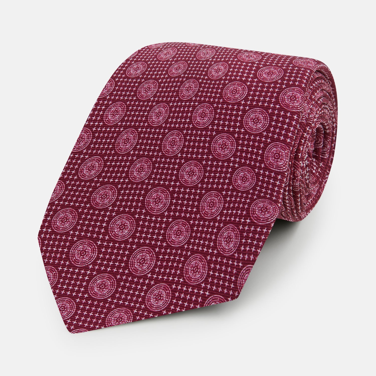 View 1 of product Burgundy Medallion Printed Silk Tie