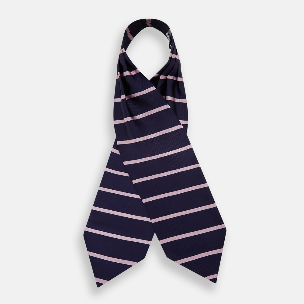 Pink Stripe and Navy Silk Cravat