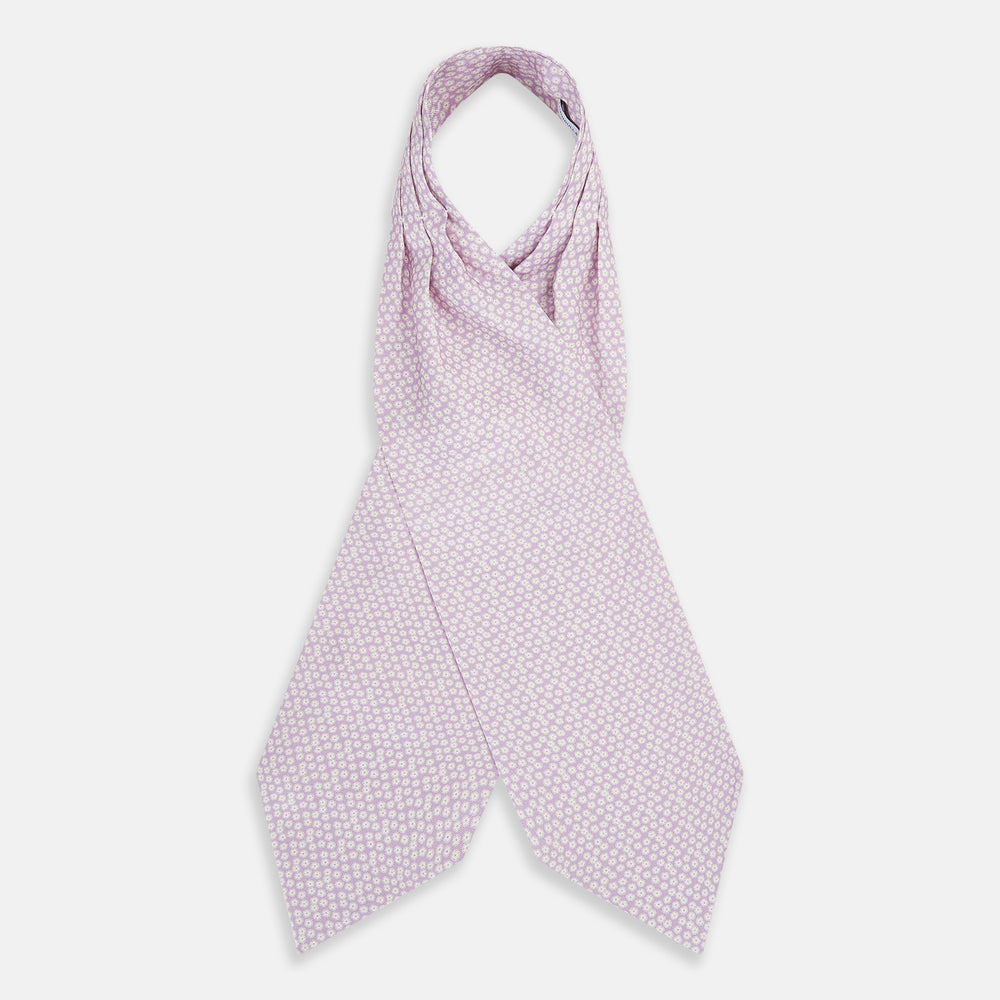 Lilac Flower Patterned Silk Cravat