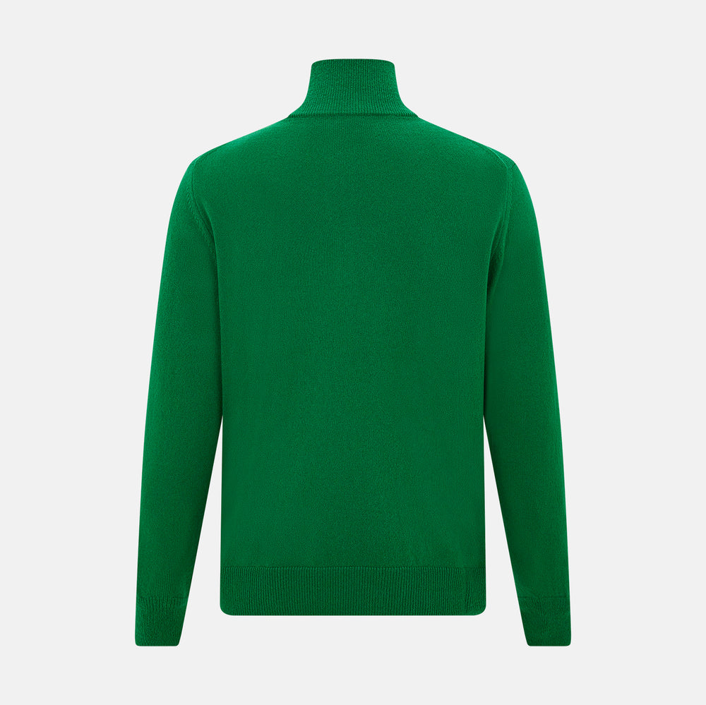 Grass Green Half-Zip Cashmere Jumper