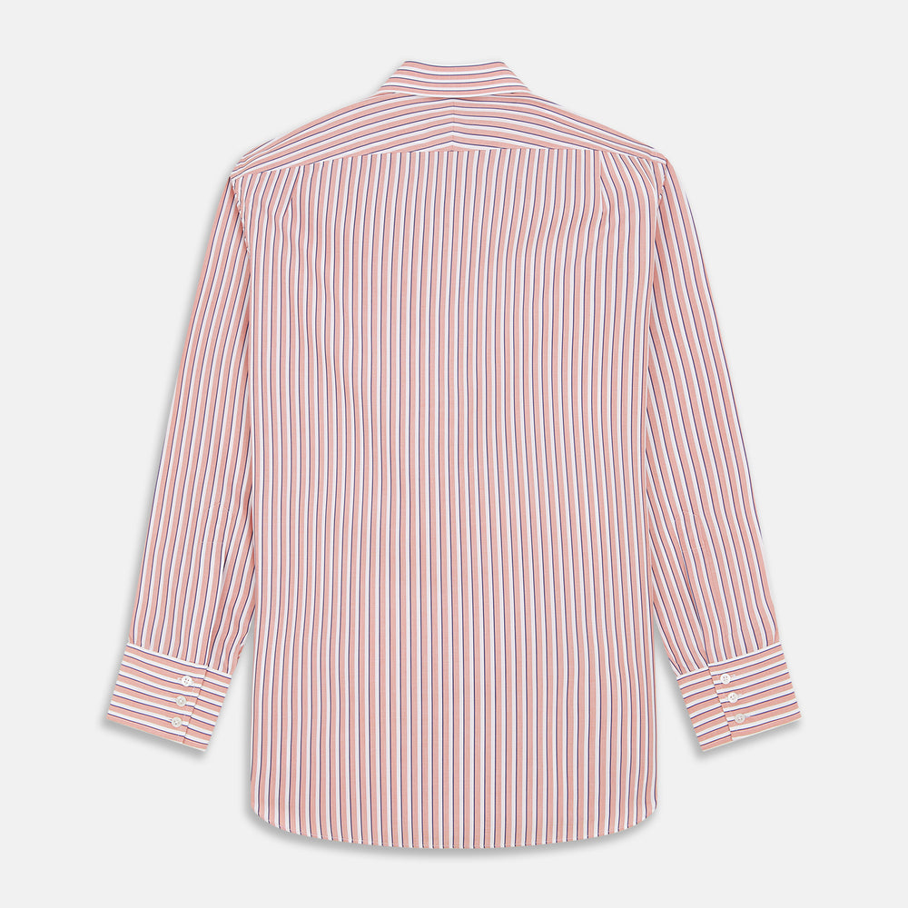 Orange and White Stripe Cotton Regular Fit Mayfair Shirt