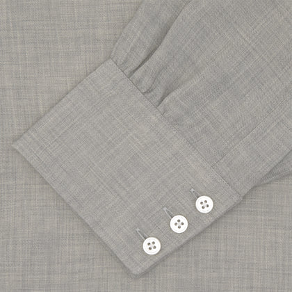 Grey Cashmere Blend Shirt with T&A Collar and 3-Button Cuffs Image 3
