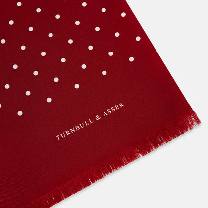 Burgundy and White Spotted Silk Scarf