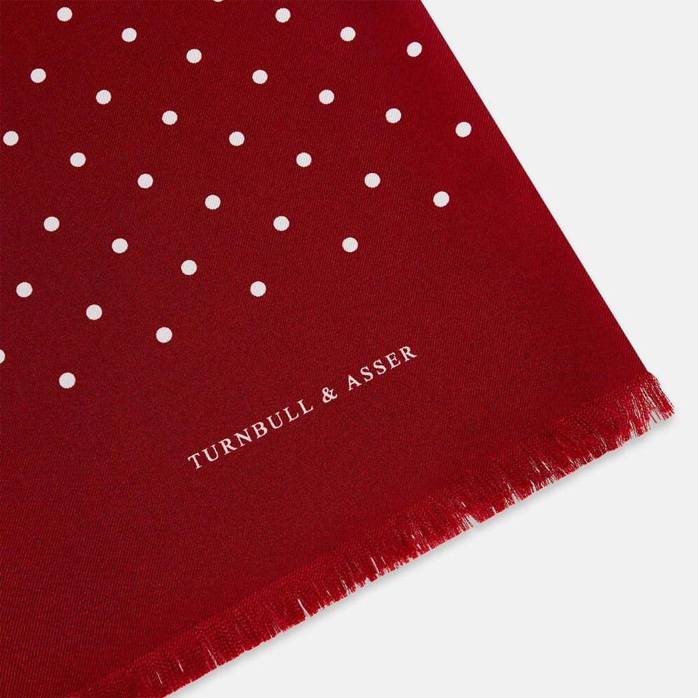 Burgundy and White Spotted Silk Scarf