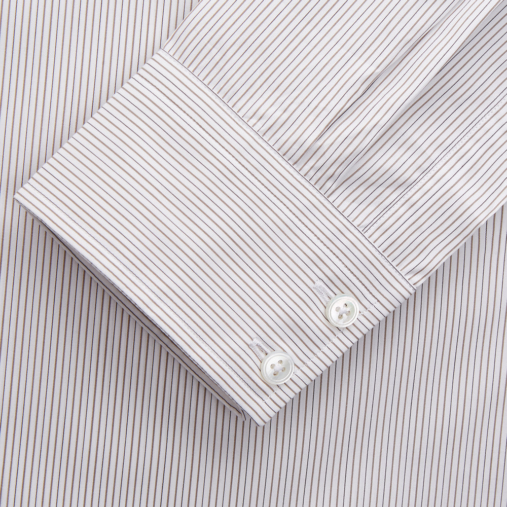 Sandstone Multi Stripe Cotton Tailored Fit Shelton Shirt