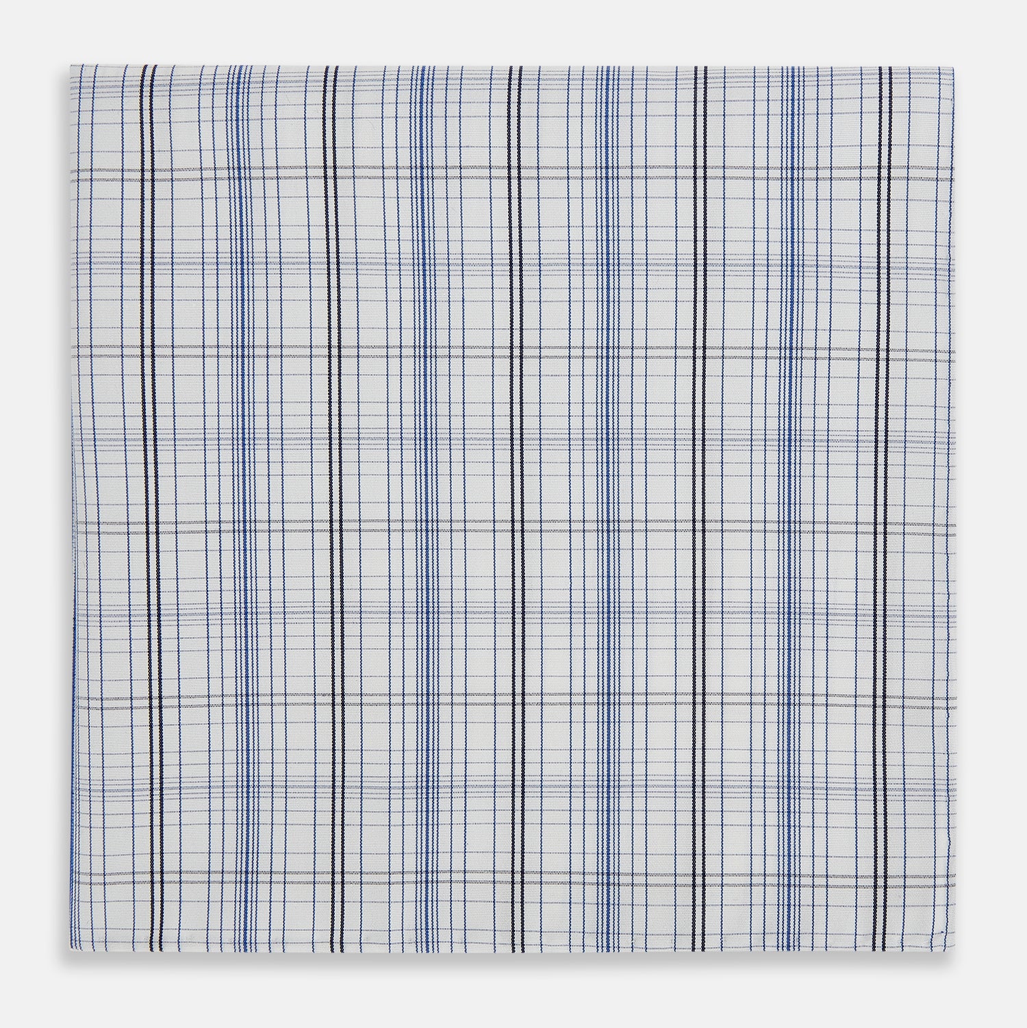 View 3 of product Blue and Navy Multi Check Hand-Rolled Handkerchief