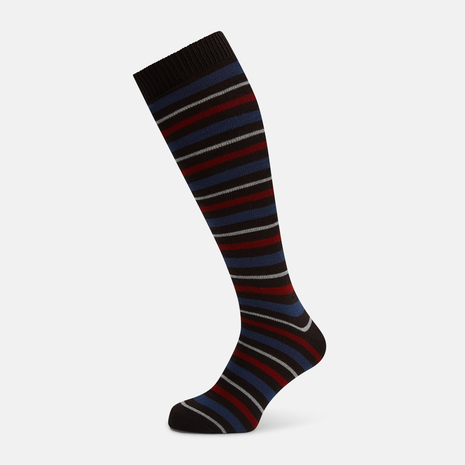 View 1 of product Dark Chocolate Striped Merino Wool Long Socks