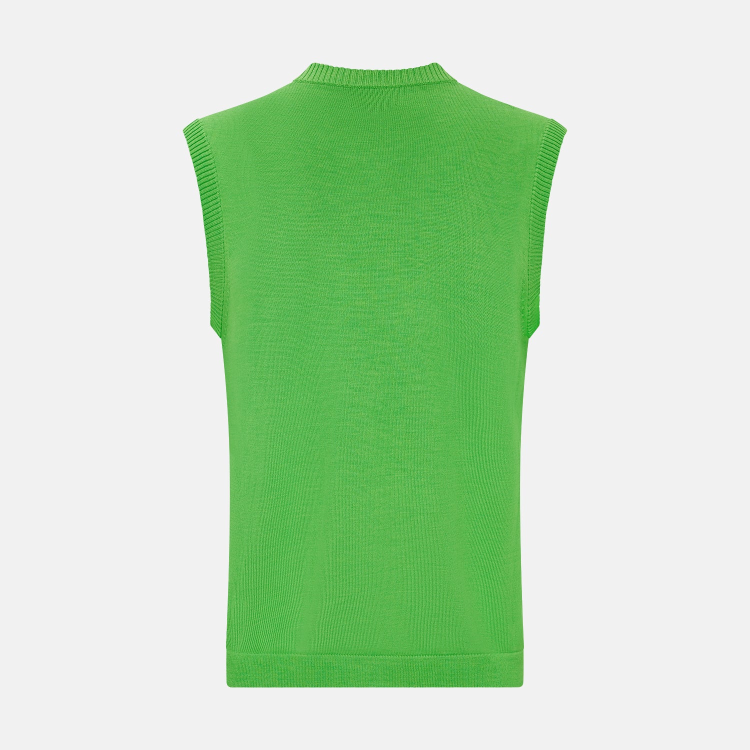 View 3 of product Lime Green Fine Merino V-Neck Vest