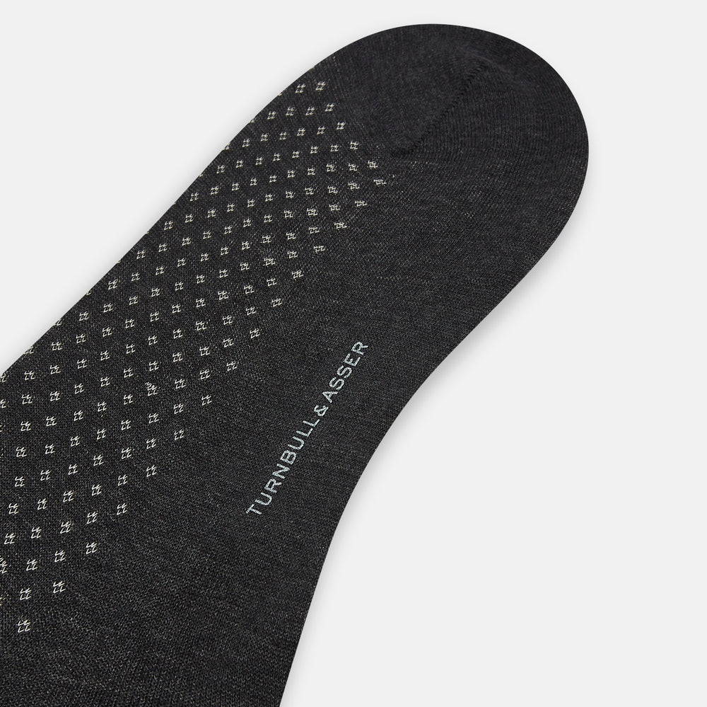 Grey Motif Long Socks