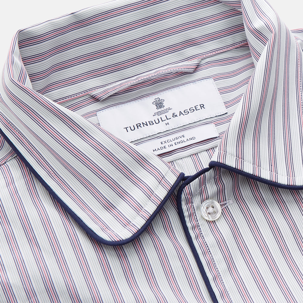 Red and Blue Multi Stripe Cotton Sussex Nightshirt