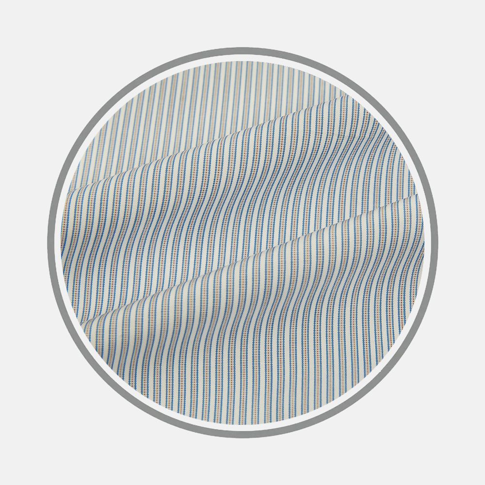 Blue/Brown Ticking Stripe Fabric
