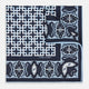 Navy Square-Patterned and Paisley Patterned Silk Pocket Square