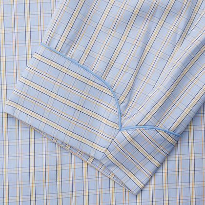 Blue and Yellow Check Poplin Cotton Dressing Gown Image 2