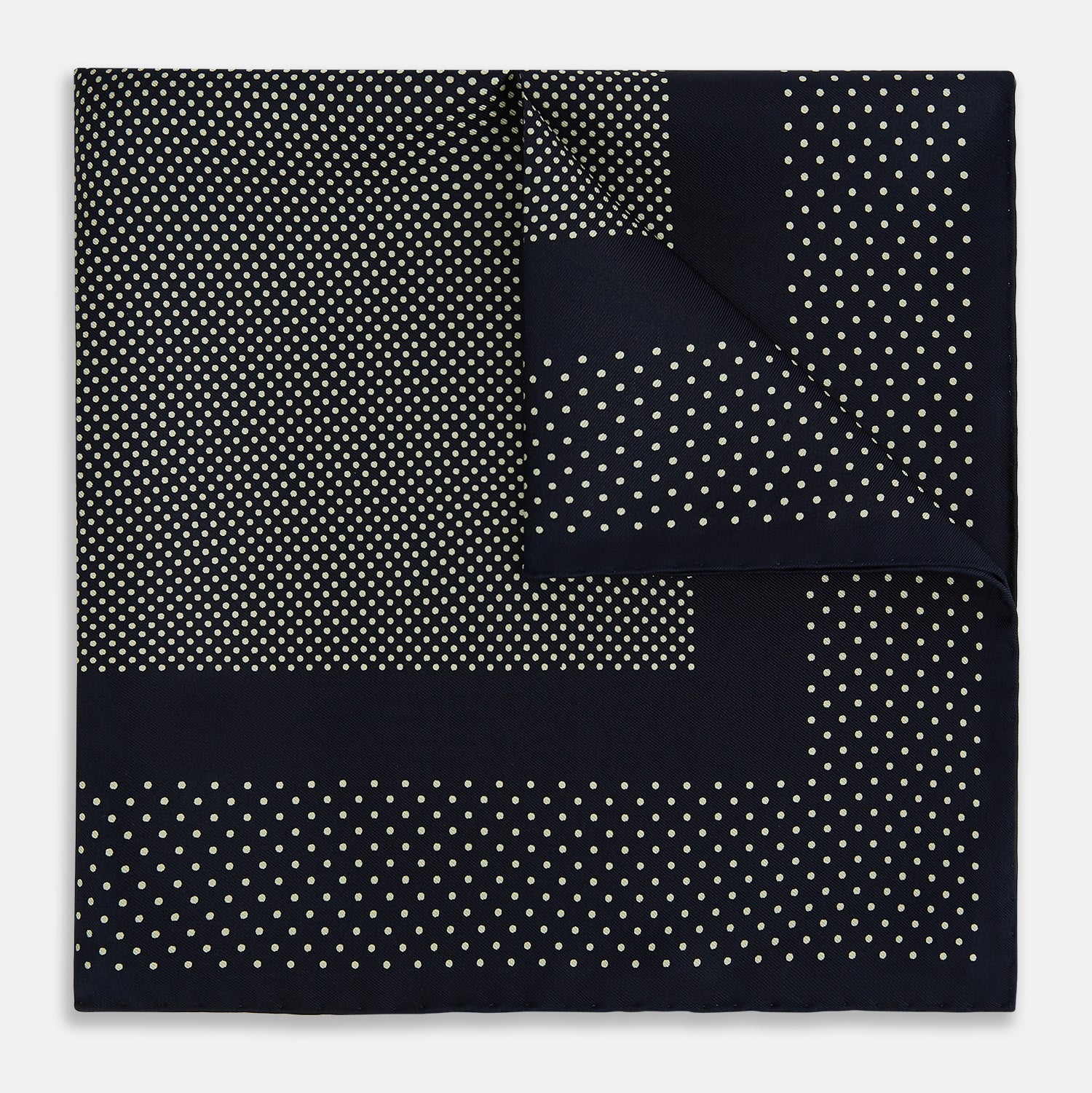 View 1 of product Navy and Cream Dot Silk Pocket Square