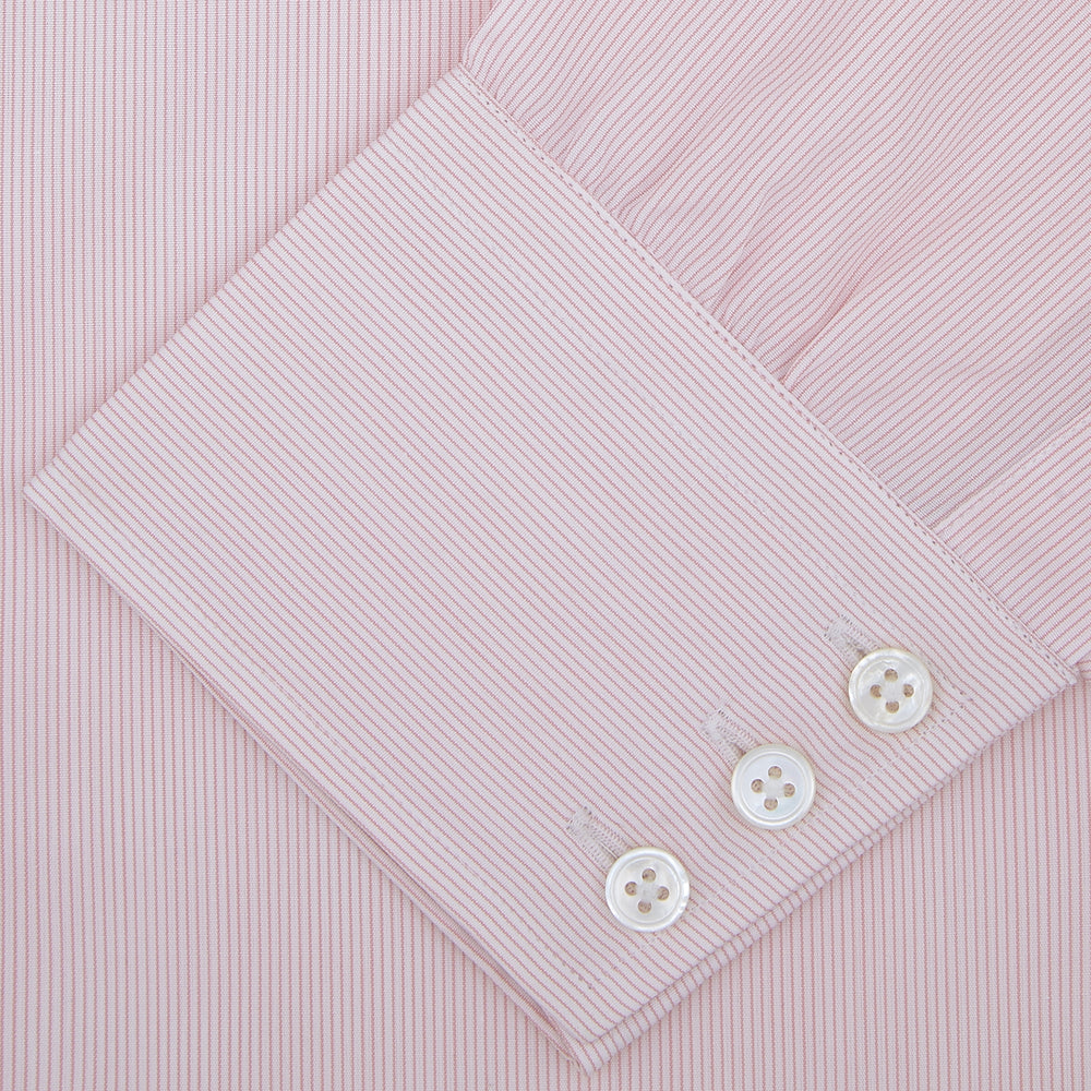 Pink Hairline Stripe Shirt with T&amp;A Collar and 3-Button Cuffs