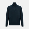 Dark Green Melange Half-Zip Cashmere Jumper