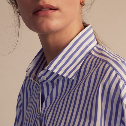 Pale Blue Candy Stripe Cotton Marlene Shirt Image 6