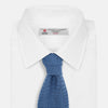 View 2 of product KNITTED MID BLUE SILK PLAIN TIE