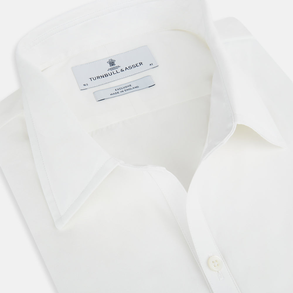PLAIN WHITE WINDSOR SHIRT WITH TURNBULL OPEN COLLAR AND 3-BUTTON CUFFS