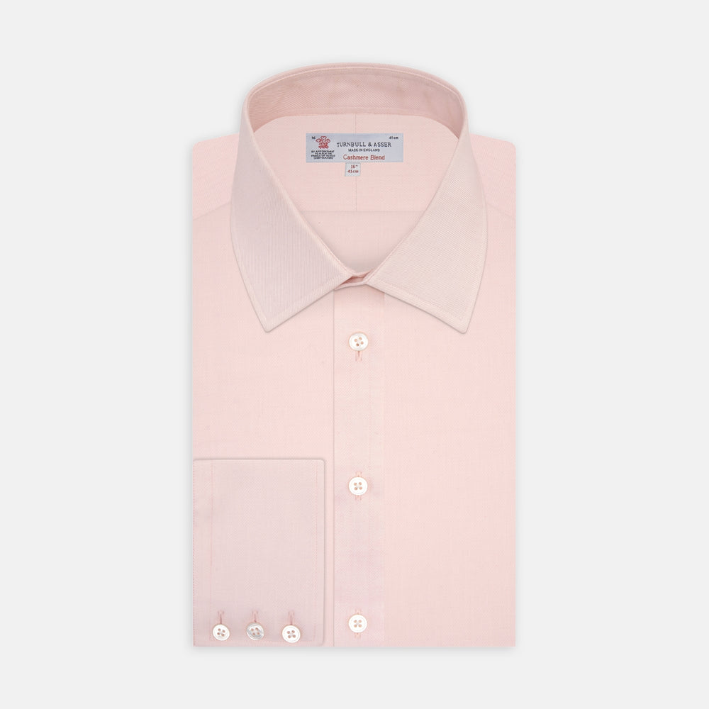 Pink Cashmere Blend Shirt with T&A Collar and 3-Button Cuffs