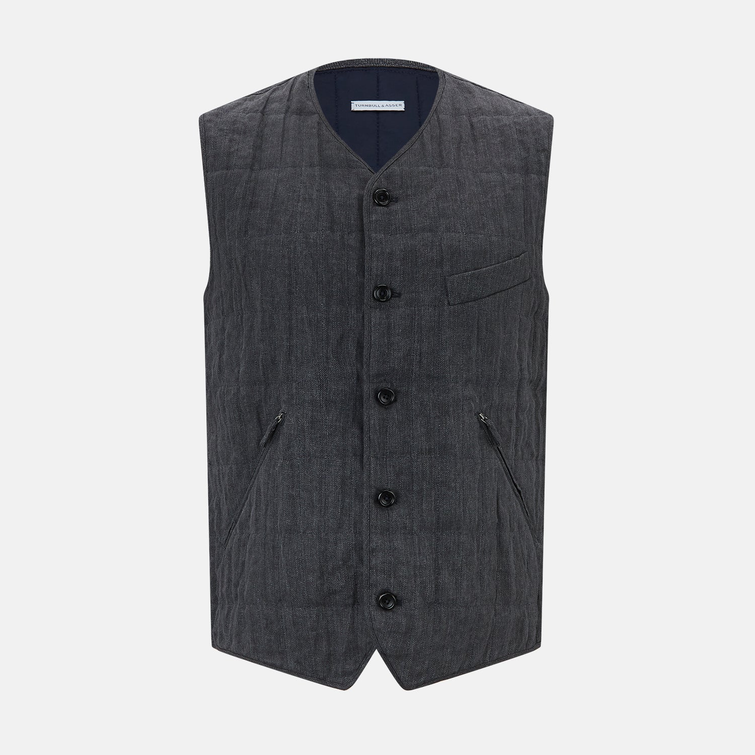 View 1 of product Ash Quilted Linen Herringbone Waistcoat