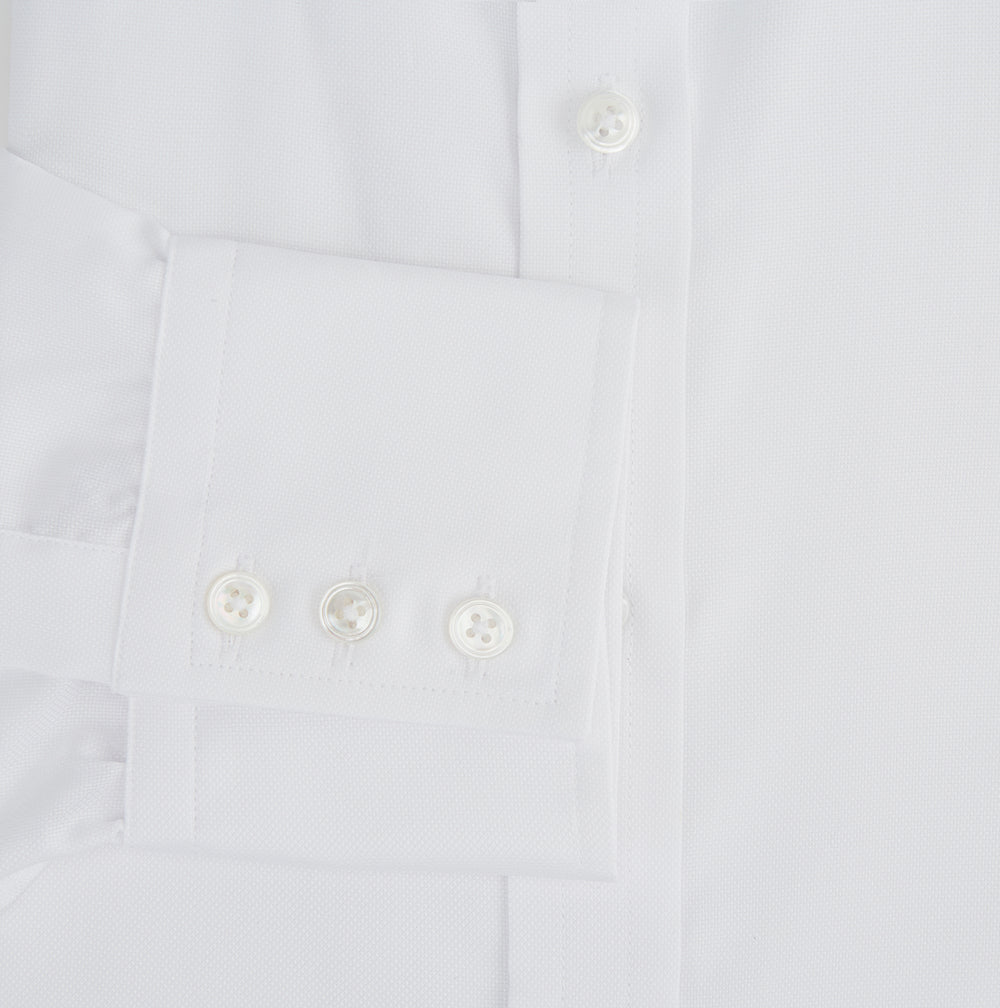 White Superfine Oxford Cotton Shirt with T&A Collar and 3-Button Cuffs