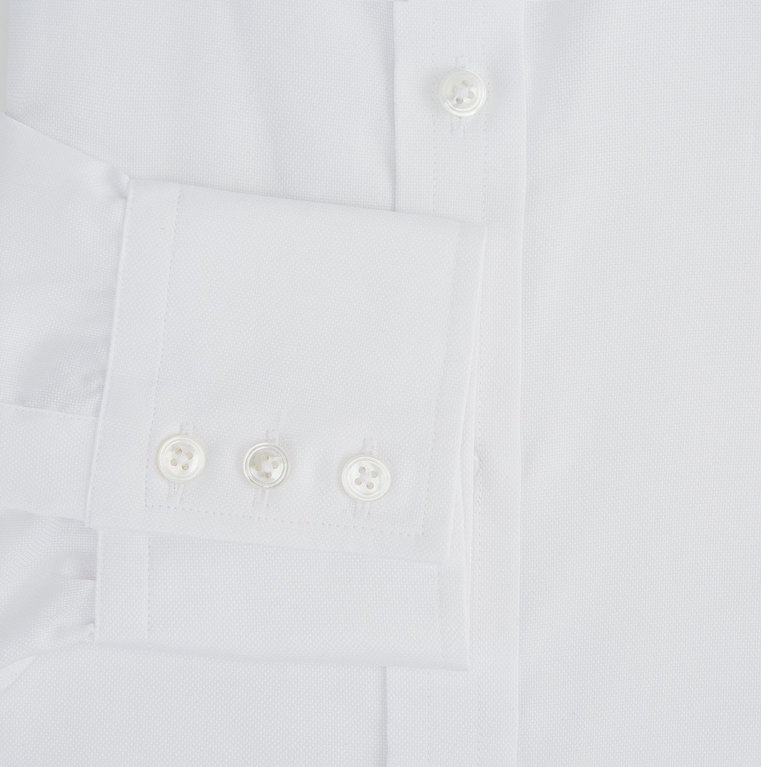 View 3 of product White Superfine Oxford Cotton Shirt with T&A Collar and 3-Button Cuffs
