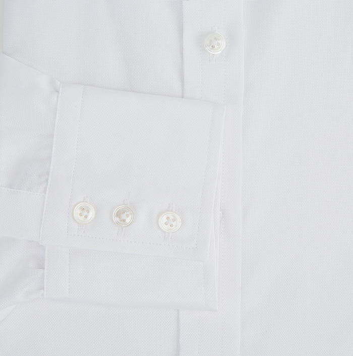 White Superfine Oxford Cotton Shirt with T&A Collar and 3-Button Cuffs Image 2