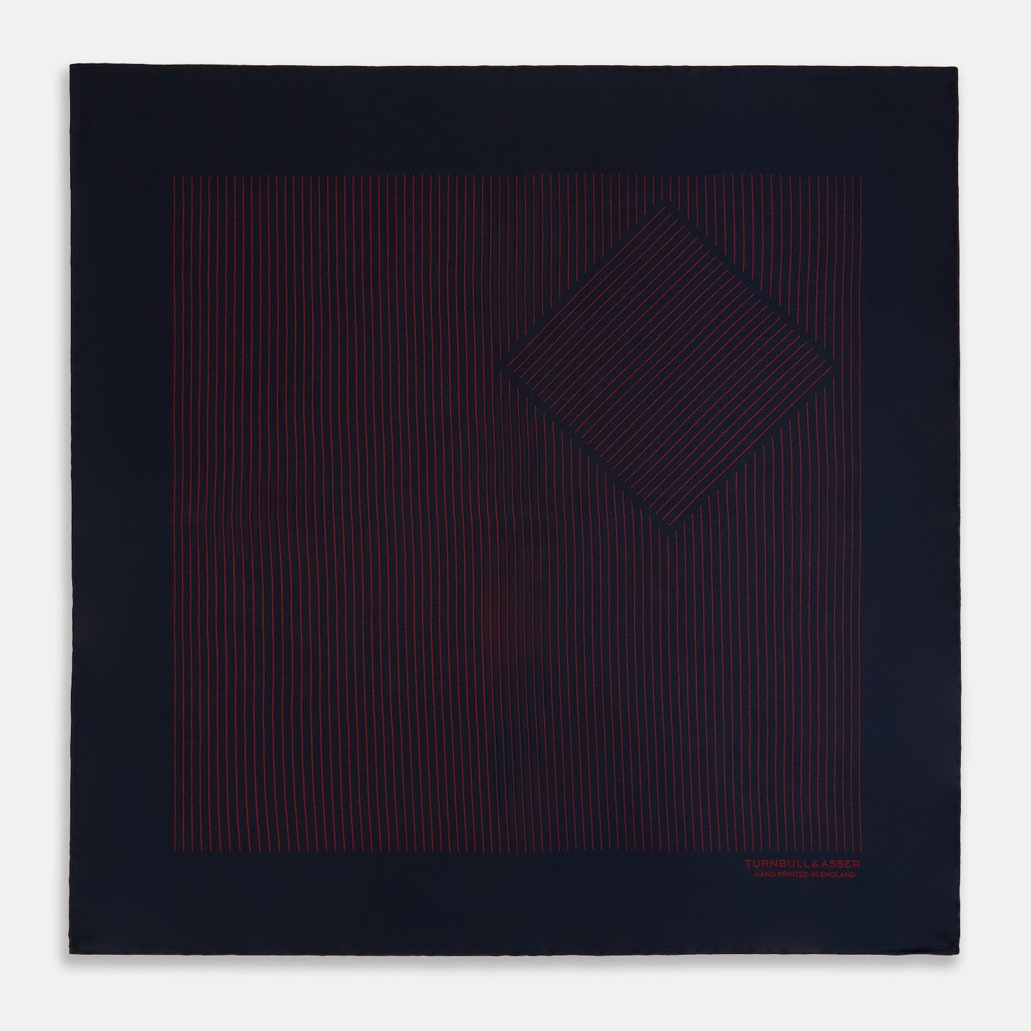 View 4 of product Navy and Burgundy Stripe Silk Pocket Square