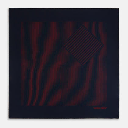 Navy and Burgundy Stripe Silk Pocket Square Image 3