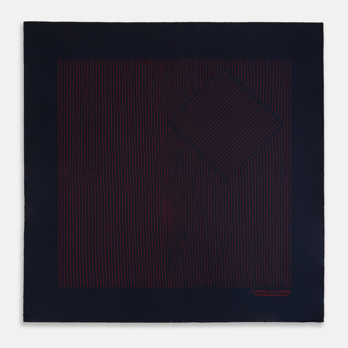Navy and Burgundy Stripe Silk Pocket Square Image 3