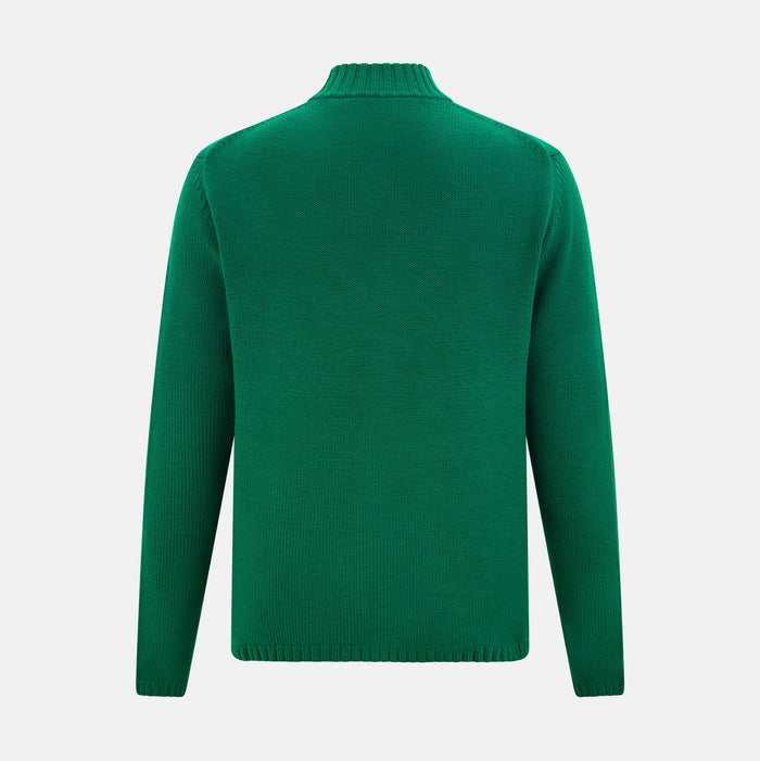 Forest Green Merino High Neck Zipped Cardigan Image 2