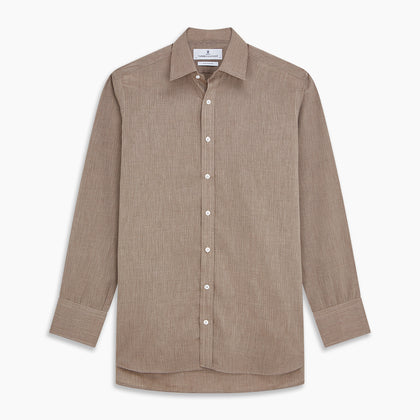 Camel Cotton Melange Regular Fit Mayfair Shirt Image 5