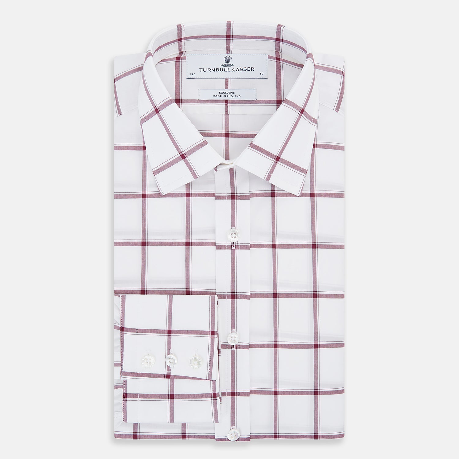 View 5 of product Burgundy Grid Check Mayfair Shirt