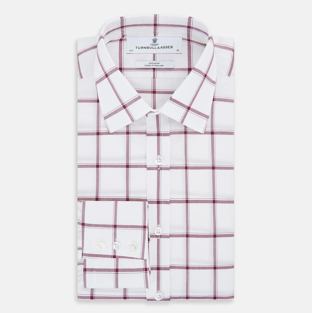 Burgundy Grid Check Mayfair Shirt