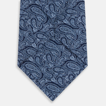 Dark Navy Paisley Silk Tie Image 2