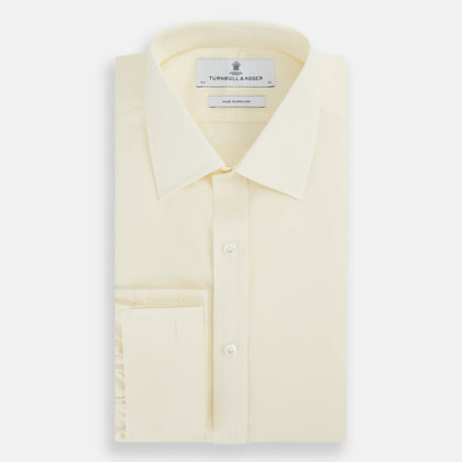 Cream Cotton Shirt with T&A Collar and Double Cuffs Image 4