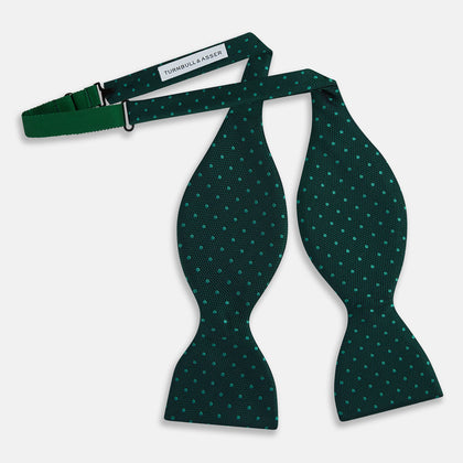 Dark Green and Navy Micro Dot Silk Bow Tie Image 5