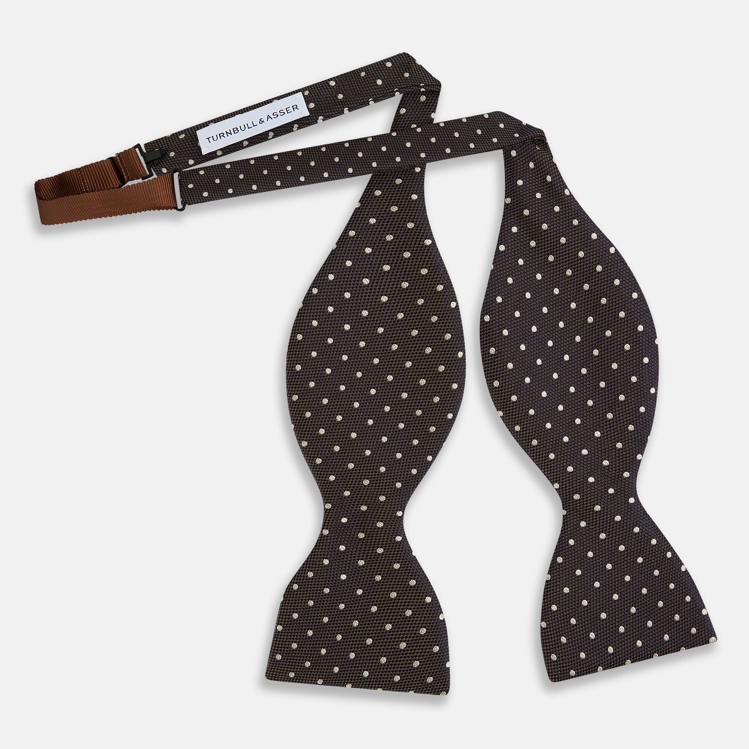 View 2 of product White and Brown Micro Dot Silk Bow Tie