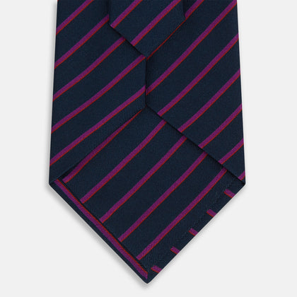 Navy and Purple Striped Blazer Silk Tie Image 2