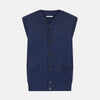 View 1 of product Navy Fine Merino V-Neck Sleeveless Cardigan